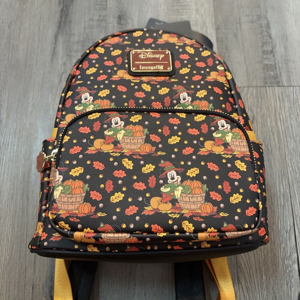 New Loungefly Disney Mickey Mouse and Friends Fall Leaves Mini Backpack Minnie